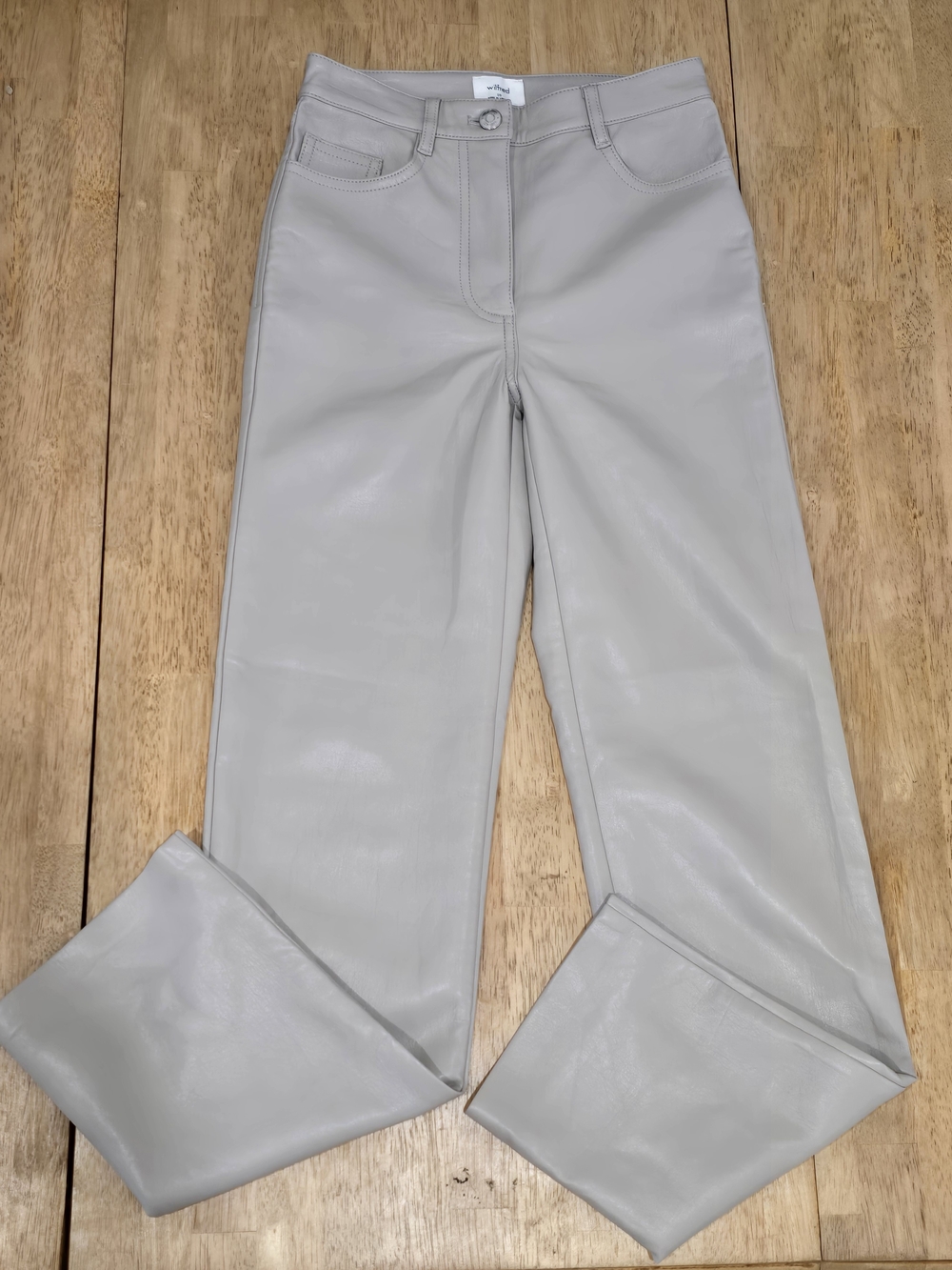 Aritzia Faux Leather Wide-Leg Jeans - Light Gray